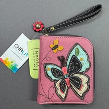 Chala Butterfly Zip-Around Wallet Pink New With Tags