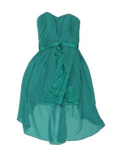 VINTAGE Womens Asymmetric Strapless Dress UK 6 XS Turquoise Polyester DM17