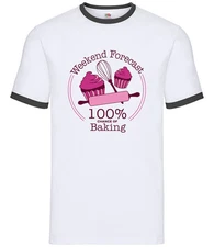 Weekend Forecast Baking - Mens Ringer - Bake Baker Cake Cakes Bakery Love