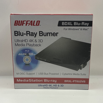BUFFALO MediaStation Blu-ray BDXL USB 2.0 USBPowered M-DISC6xBRXL-PT6U2VB SEALED
