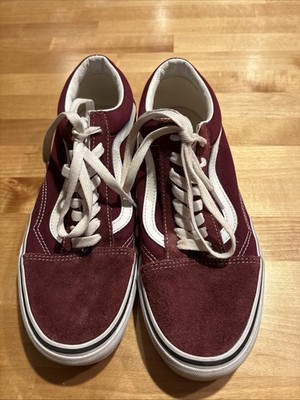 Vans Old Skool Burgundy maroon Suede Canvas Low Top Sneakers Men s Size 8 1/2