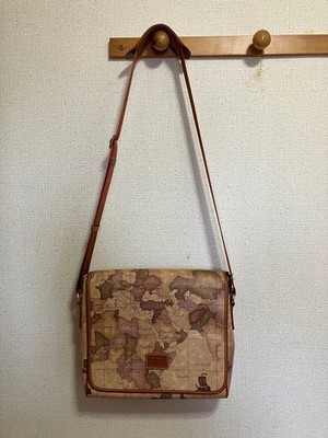 Garland Map Pattern Shoulder Bag Vintage World Map Design Used