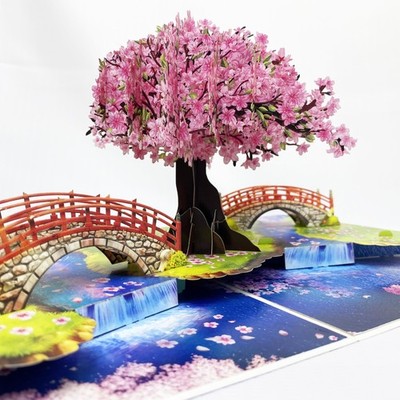 3D Pop Up Greeting Card   Handmade Cherry Blossom Tree Card for Spring, Birth...