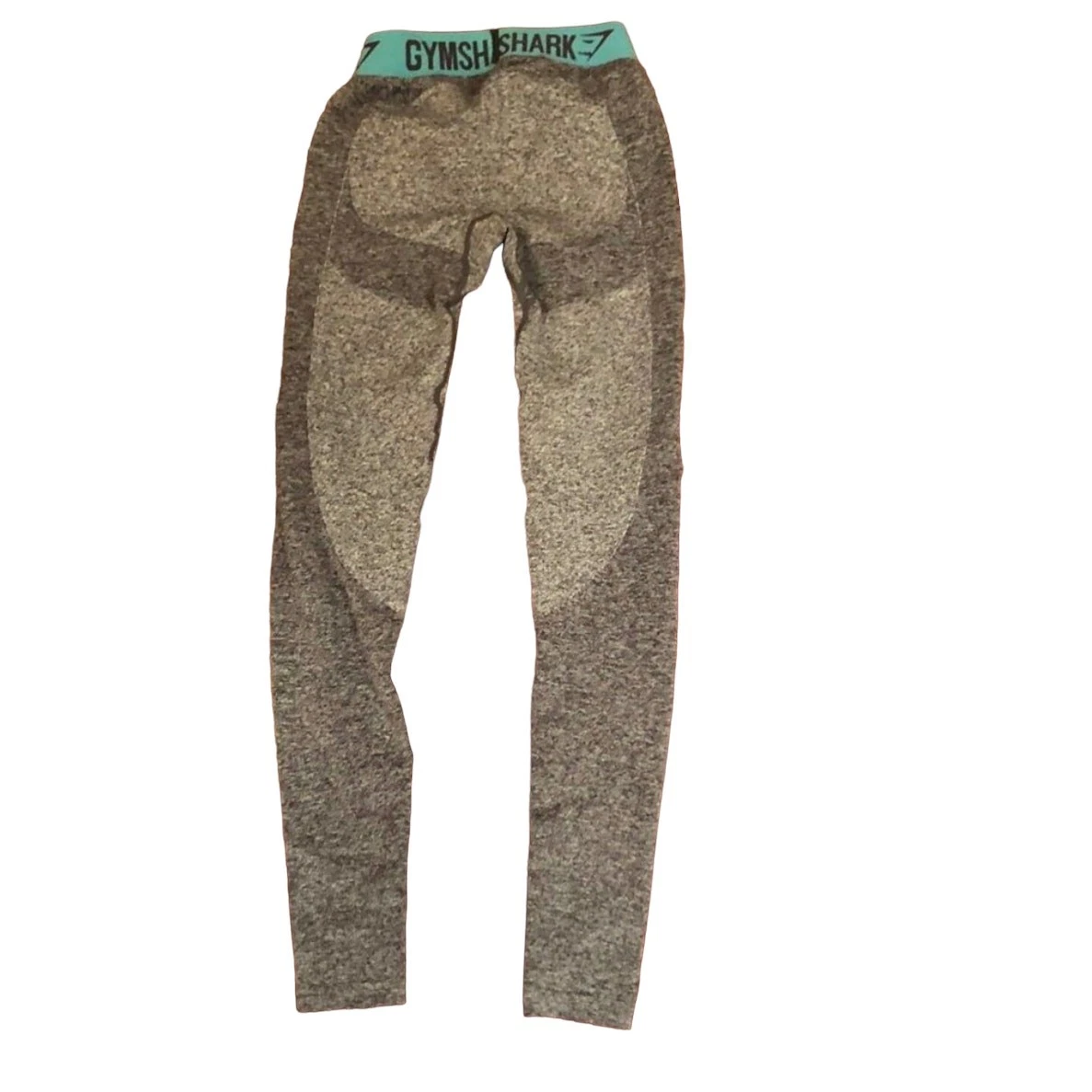 gymshark flex charcoal marl dusty teal logo waistband colorblock leggings