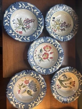 PAMELA GLADDING Certified International FLORA 8.75” Salad / Soup Bowls Set of 5