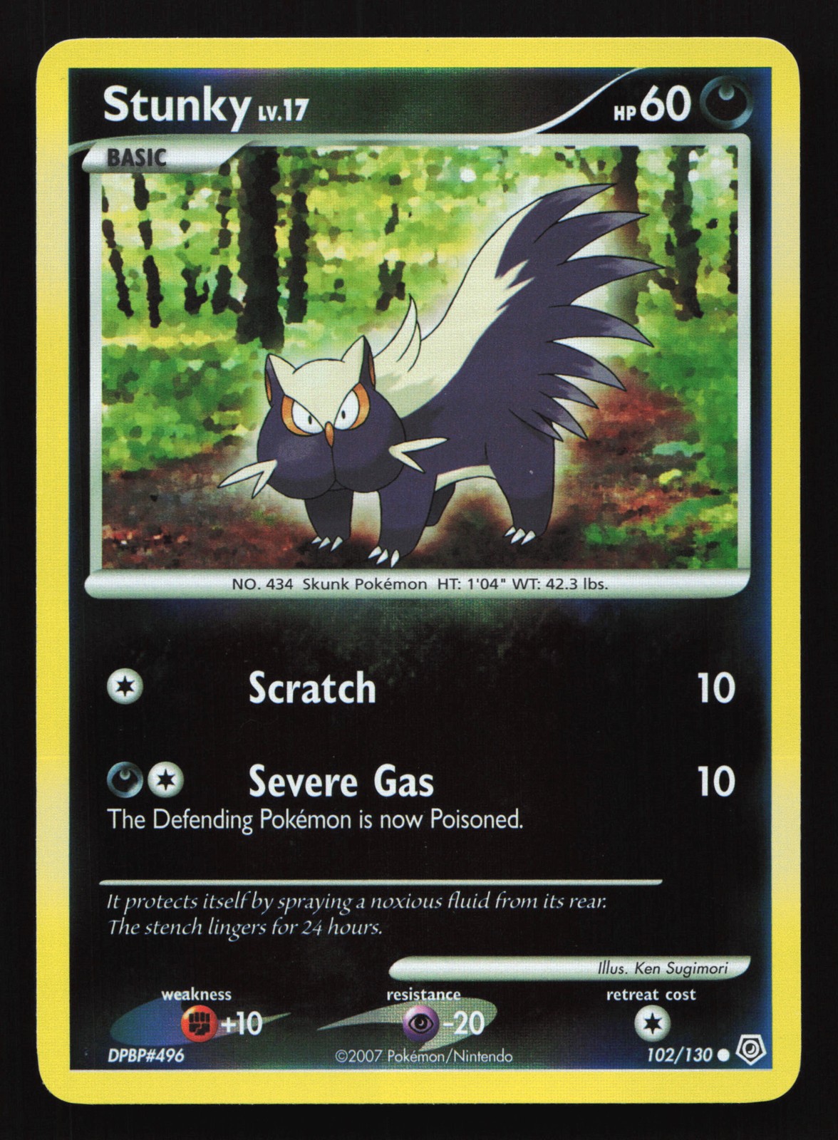 Stunky 102/130 Diamond & Pearl Reverse Holo Pokemon Card
