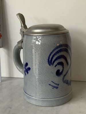 Vintage MR-Marzi und Remy  Bierkrug mit Zinndeckel 0,5 l Bierseidel Humpen