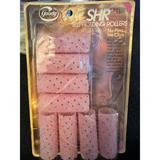 VTG NOS 1973 Goody Self Holding Rollers 8pk Hair Curlers USA large 7/8  pink