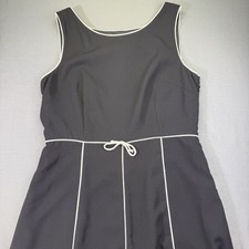 Giorgio Fiorlini Vtg Black Sleeveless Scoop Neck Pullover Dress Piping Size 10