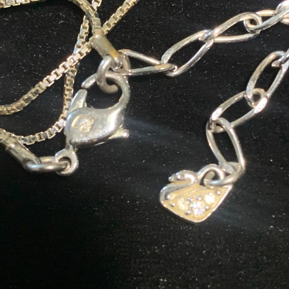 Swarovski Silver-Plated Apple Pendant Necklace Red Clear Crystals Adjustable 15" - Image 4 of 4