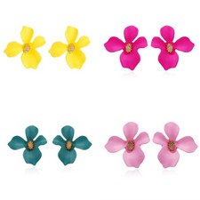 Fresh Petal Stud Personality Eardrop Earrings Fashion Dignified Flowers Alloy
