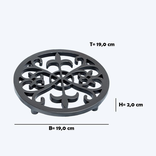 Kamin- Lüftungsgitter, Ornament für Mauer, rund|Eisen schwarz|H2,0xB19,0cm - Bild 6 von 7