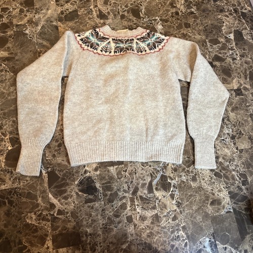 Vtg 50s 60s Nordic Scotch Wool Shop Shetland Wool Fair Isle Cardigan Sweater 5T? - Picture 14 of 16