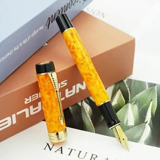 Ice Orange Jinhao 100 Resin Fountain Pen Gold Clip EF/F/M Bent Nib Writing Gift