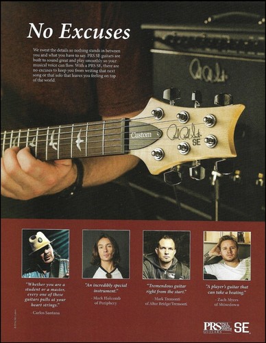 PRS SE Custom guitar ad print Carlos Santana Mark Tremonti Periphery Shinedown - Picture 1 of 1