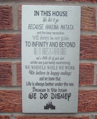 Disney Quotes In This House we Do Disney Wooden Sign 12 x 6 Inches hanging - Picture 2 of 3
