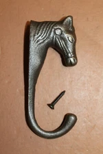 Polished, Raw Metal Horse Decorative Wall Hooks, Western Decor, Gift Idea, W-39B