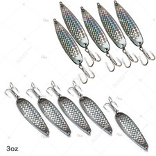 10pcs 3oz Silver Fishing Spoons jig trolling flutter Casting Metal Krocodi Lures
