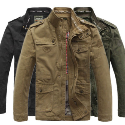 New Men's Outdoor Autumn Cotton Blend Zipper Warm Coat Jacket