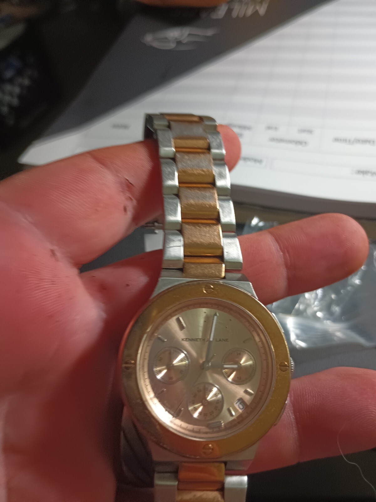 Used Kenneth Jay Lane Toned Stainless Steel Water Resist Untested