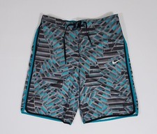 Nike Swim Trunks Board Shorts M Teal Grey Black Pockets Lined NWT Pockets