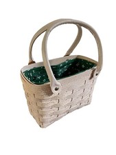 Vintage White Crackle Longaberger Basket Handbag W/liner - Never Used