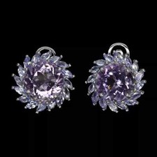 Silver Earrings Amethyst Tanzanite Genuine Natural Mined Gems Solid Sterling