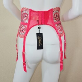 NWT Dita Von Teese Evelina Blood Orange Lace Garter Belt Cincher, Size M or L