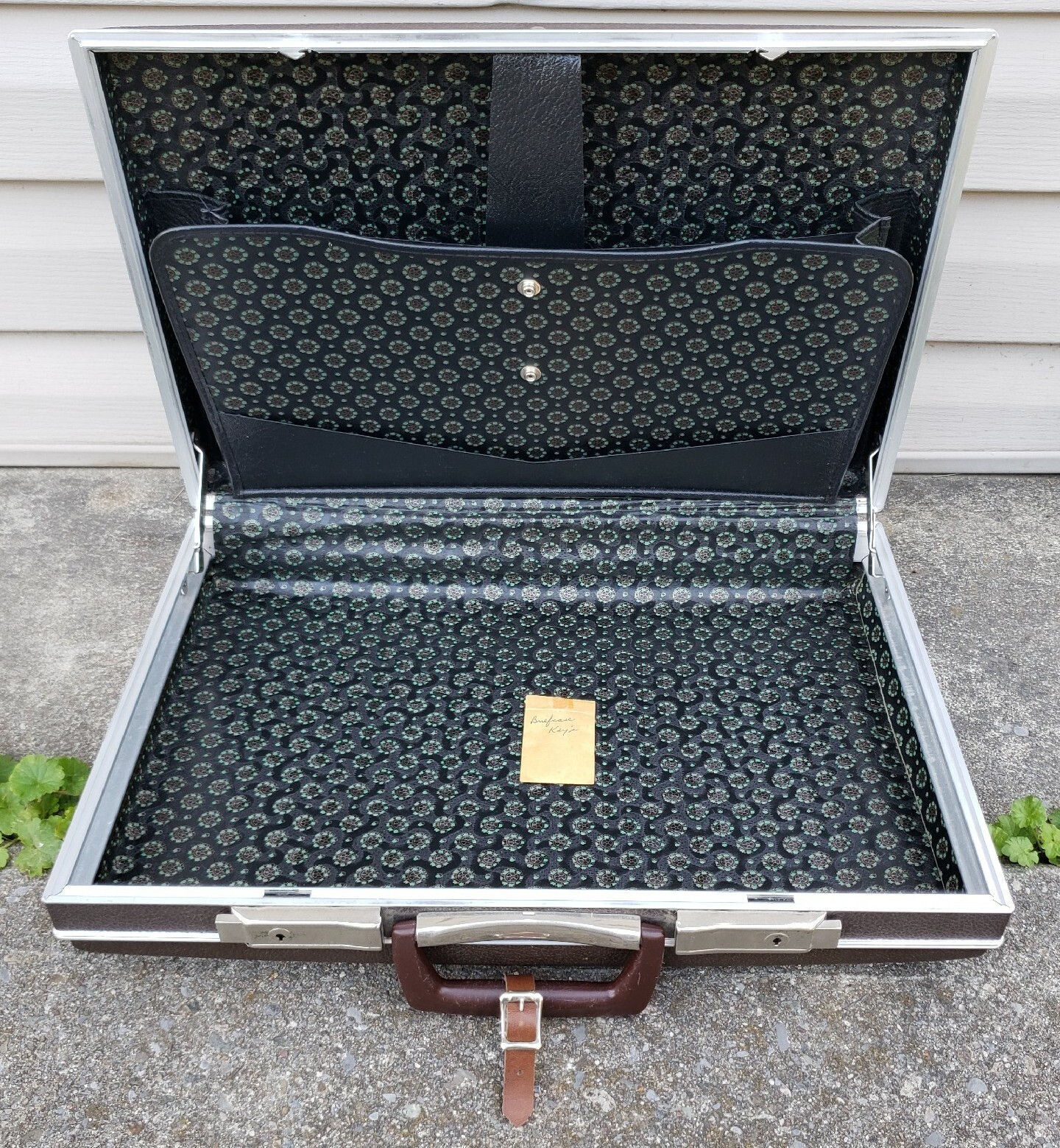 Vintage Brown Hard Shell Briefcase w/ KEYS! Attache Carry Case Organizer Combo