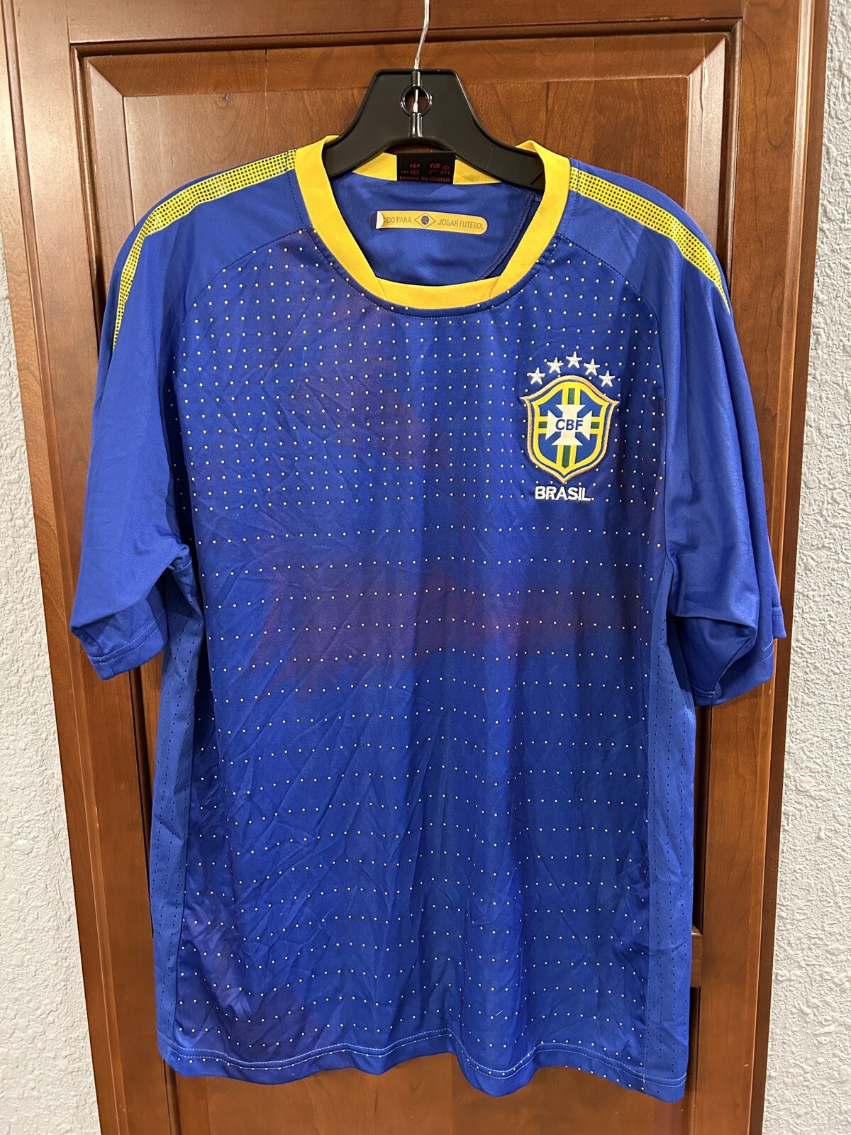 Vintage Brazil Brasil CBF National Team Futbol Soccer Jersey XL Embroidered Logo
