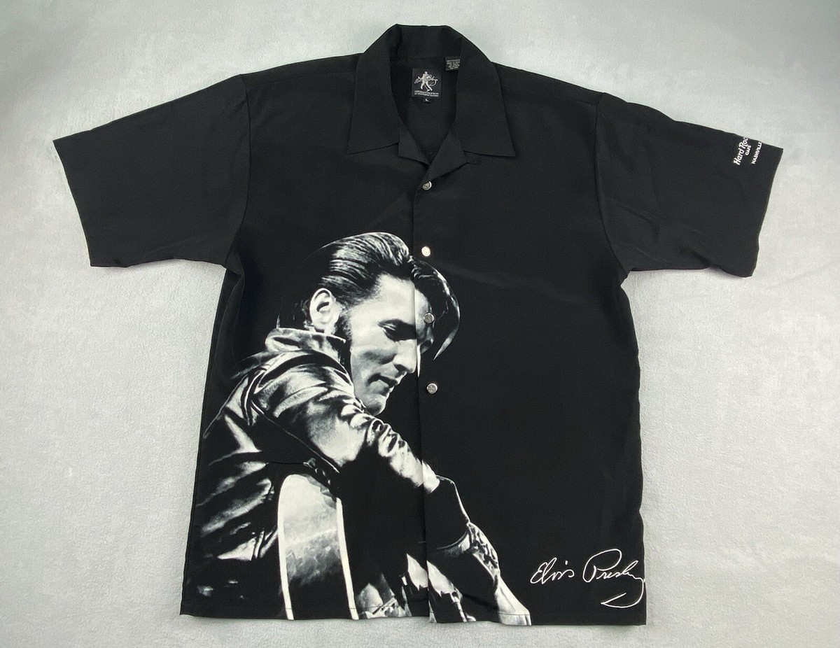 Elvis Presley Dragonfly Black Button Down L Hard Rock Cafe