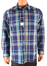 Club Room Mens Shirt New XL Navy Blue Plaid Triangles Long Sleeves