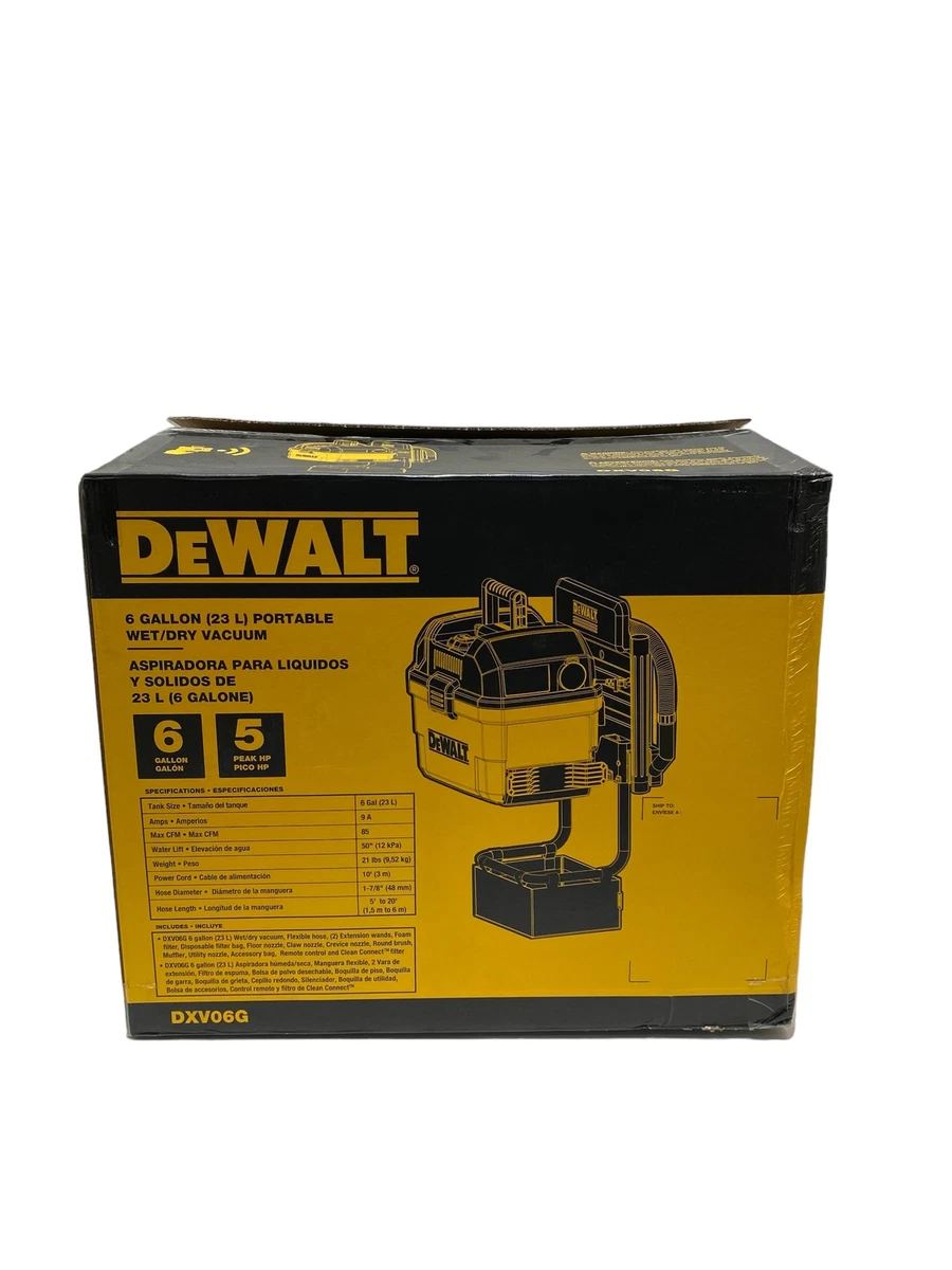 DEWALT Portable Wet Dry Vacuum Cleaner 6 Gallon 5 Horsepower Wall