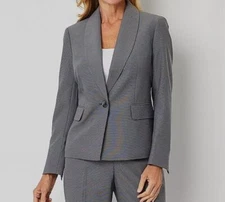 Le suit Women's Gray One-Button Long-Sleeve Suit Separate Jacket Size 12