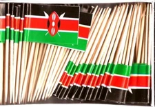 One Box of 100 Kenya Toothpick Flags, 100 Small Mini International Flags