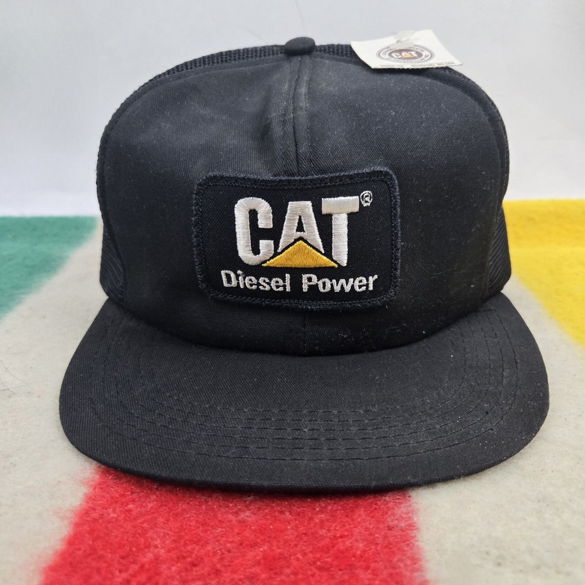 Vintage Cat Diesel Power Patch Black Foam Snapback Trucker Farm