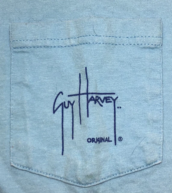 GRANDE Camiseta Guy Harvey Bluewater Doble Pez Vela Navegación Azul Foto 4 de 4