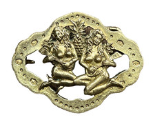 Vintage 1970s Gemini Zodiac Heavy Solid Brass Belt Buckle Antique Hippie