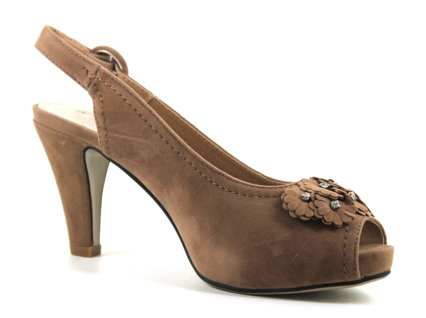 APL Sandali con tacco a spillo Cushion Walk donna UK5 EU 38 marrone decorazione floreale punta aperta