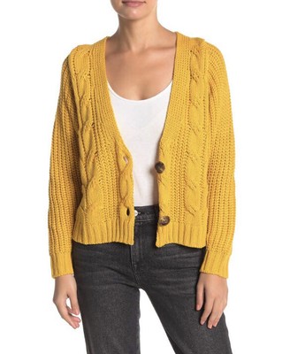 mustard cropped cardigan