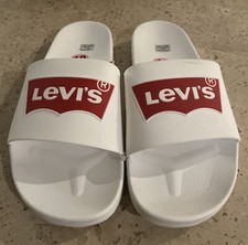 Levis Men's Batwing Slide Sandals Slip-On Shoes Logo White/Red Sz 12