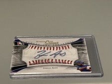 2011 Jordan Akins Heroes & Prospects Card Between the Seams Red Stitch Baseball