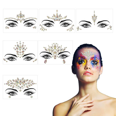 6Stk Gesicht Glitzersteine Halloween Gesichtstattoo Selbstklebend Strasssteine L