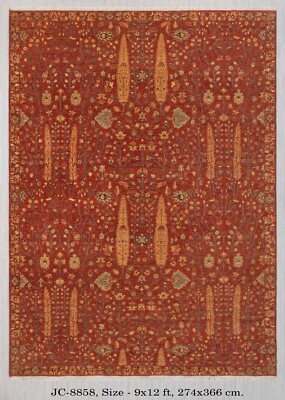 9x12 Cypress Tree of Life Red Rust Orange High Quality Handmade Soft Wool Rug