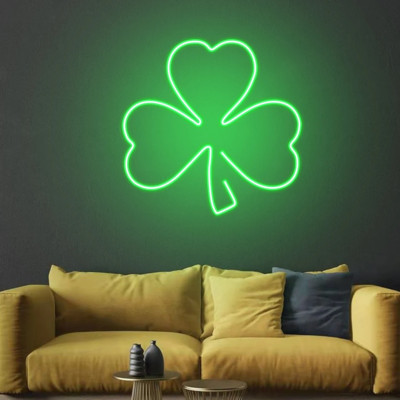 20''x20'' Fortunate Three Leaf Flex LED Neon Sign Night Light Party Gift Bar Décor