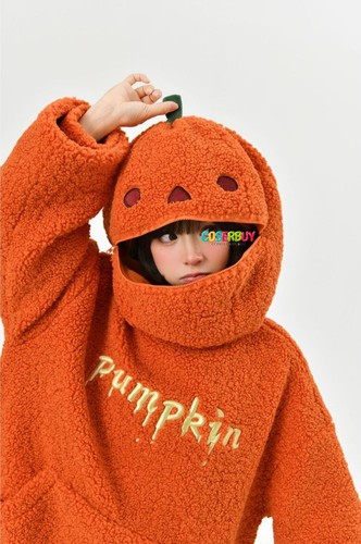 Halloween Pumpkin Head Costume Hoodie Hooded Pullover Thickening Woman Clothes - Picture 10 of 12