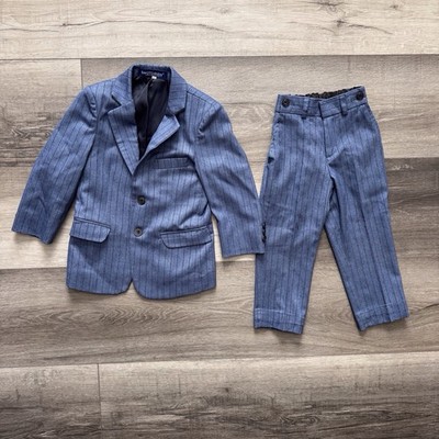 SWOTGdoby Boys Blue Striped Suit Formal Blazer and Pants Set Size 90 size 2T 