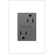 Adorne 15 Amp Tamper-Resistant Duplex Outlet with Ultra-Fast 6A plus 30W Power D