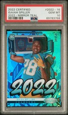 2022 Panini Certified Isaiah Spiller #2022-16 Mirror Teal /50 RC PSA 10 SHOCKER