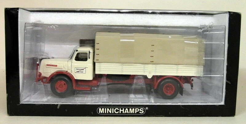 Minichamps 1/43 Henschel HS 140 1954 Pritsche White Red Canvas Truck - Image 2 of 4